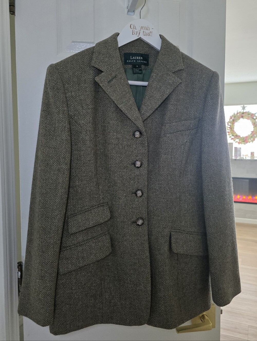 NEW Lauren Ralph Lauren Wool Tweed Blazer Riding Jacket Size 8 DEADSTOCK - Picture 13 of 16